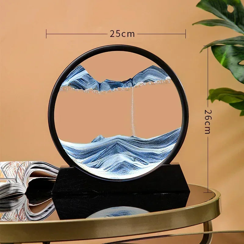 3D Moving Sand Art – Unique DecorationRound glass artwork with flowing sand. Perfect for adding a relaxing and elegant touch to your office or home.