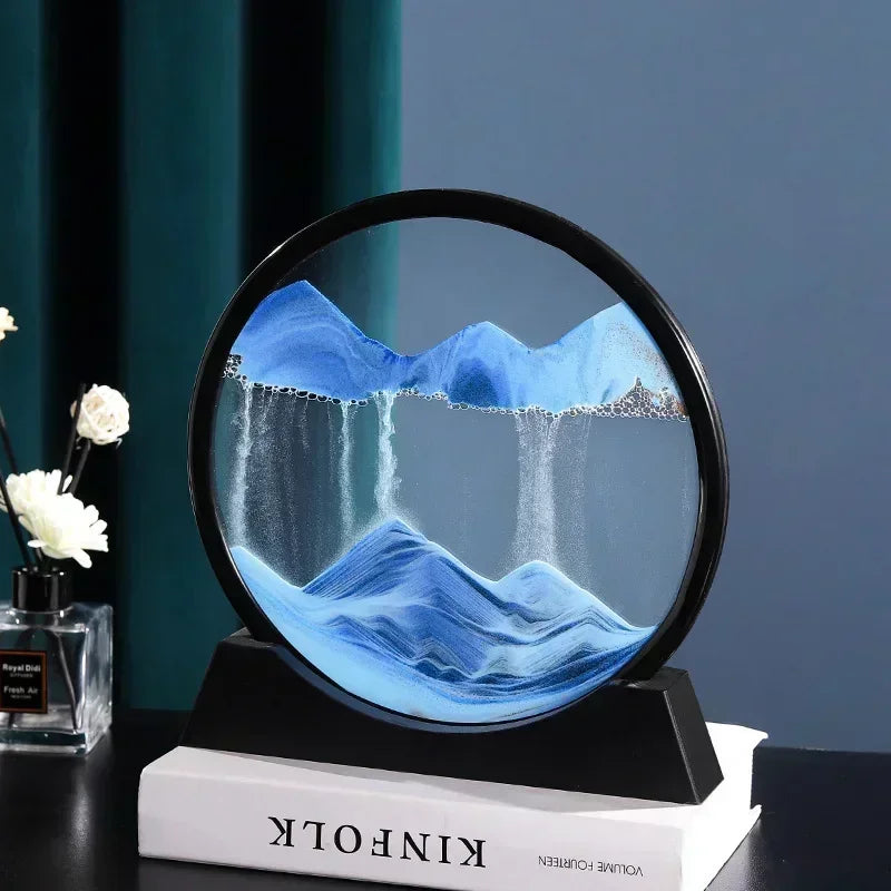 3D Moving Sand Art – Unique DecorationRound glass artwork with flowing sand. Perfect for adding a relaxing and elegant touch to your office or home.