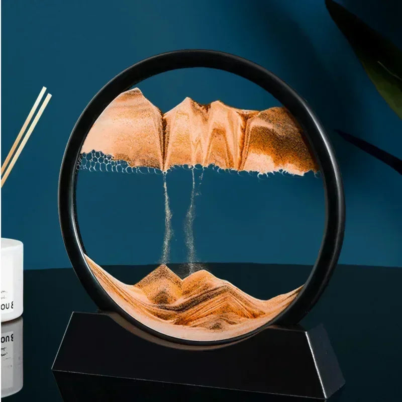 3D Moving Sand Art – Unique DecorationRound glass artwork with flowing sand. Perfect for adding a relaxing and elegant touch to your office or home.