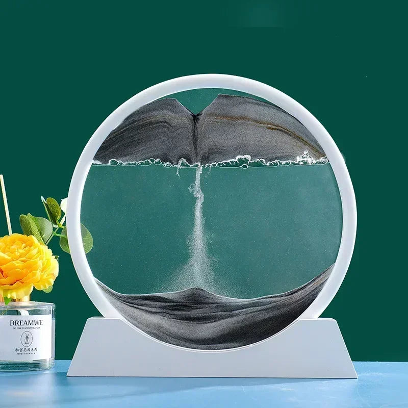 3D Moving Sand Art – Unique DecorationRound glass artwork with flowing sand. Perfect for adding a relaxing and elegant touch to your office or home.