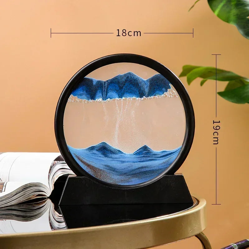 3D Moving Sand Art – Unique DecorationRound glass artwork with flowing sand. Perfect for adding a relaxing and elegant touch to your office or home.