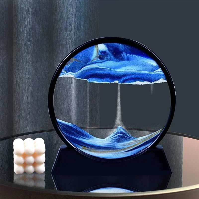 3D Moving Sand Art – Unique DecorationRound glass artwork with flowing sand. Perfect for adding a relaxing and elegant touch to your office or home.